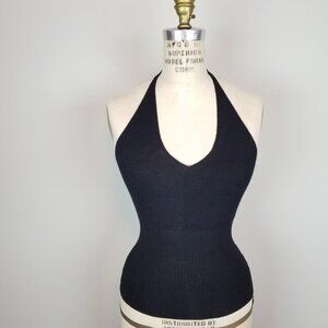 Vintage Y2K Kenzie Black Super Soft Fine Knit Halter Top Ladies Size Medium